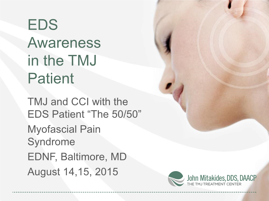 EDS Awareness in the TMJ Patient