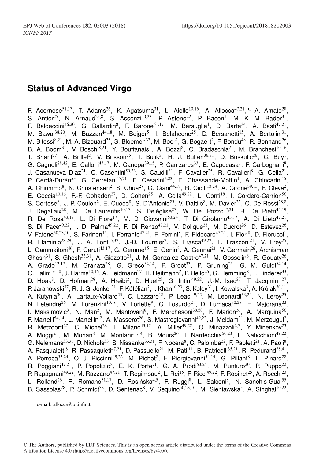 Status of Advanced Virgo