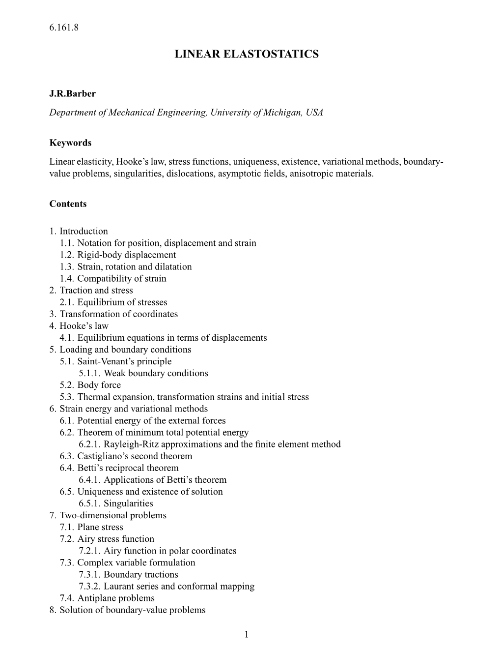 Linear Elastostatics