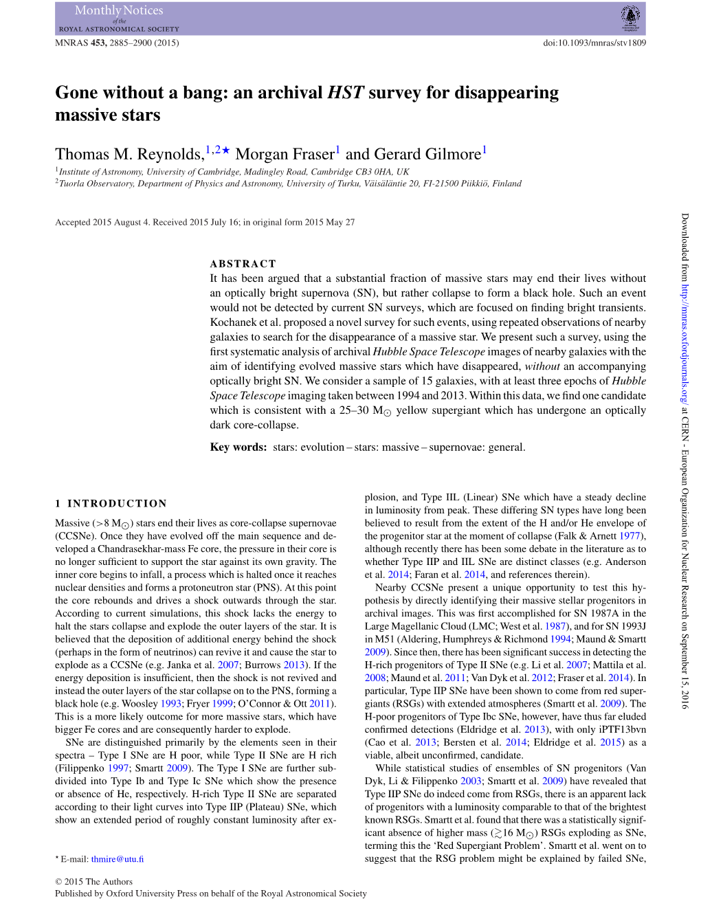 Gone Without a Bang: an Archival HST Survey for Disappearing Massive Stars