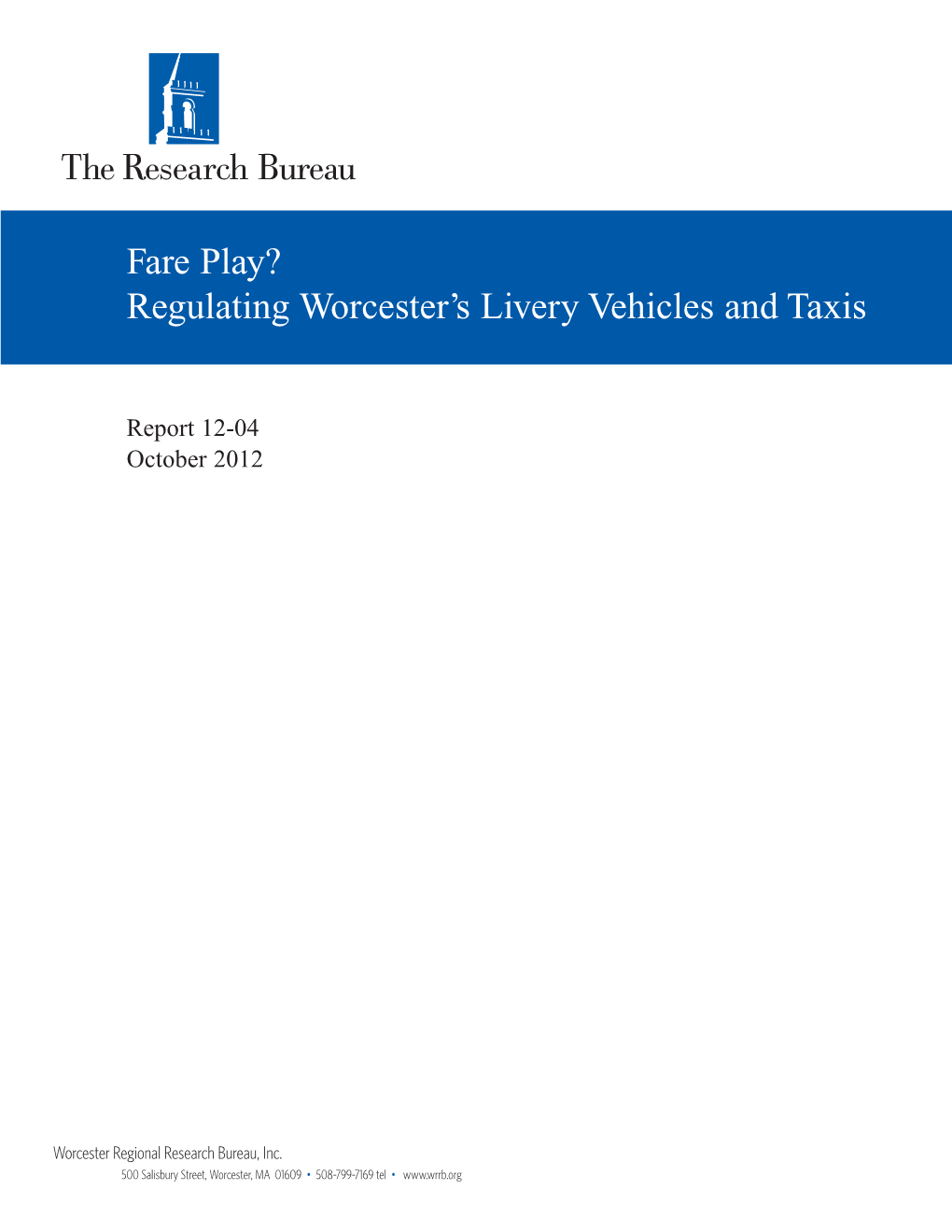 Worcester Regulations Regarding Taxis and Liveries