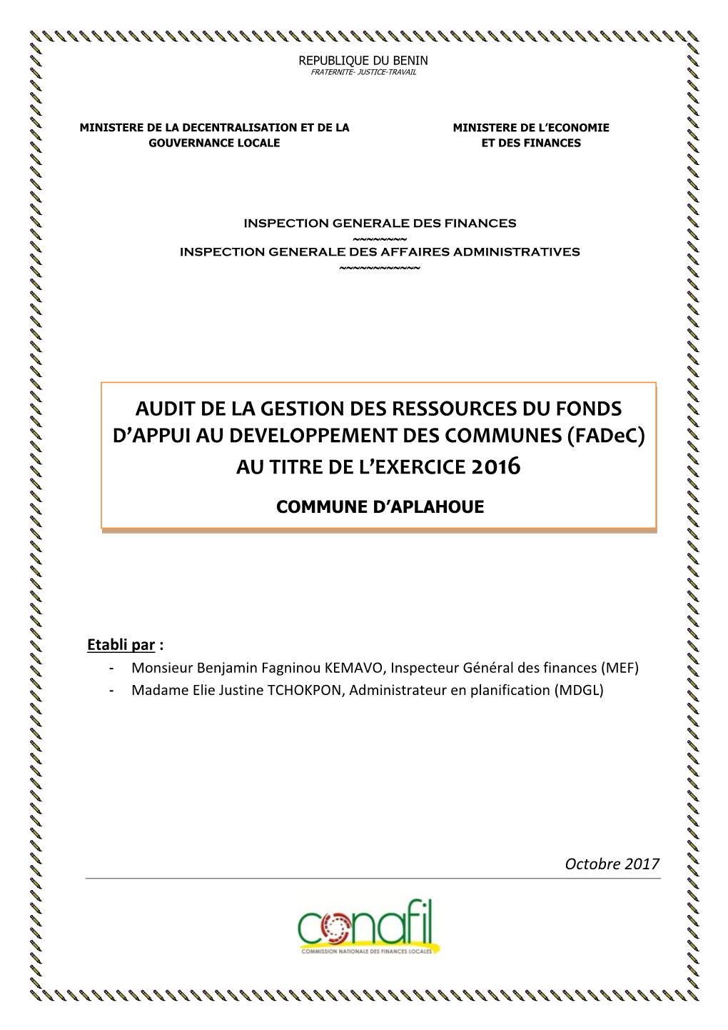 Aplahoué Audit Fadec 2016