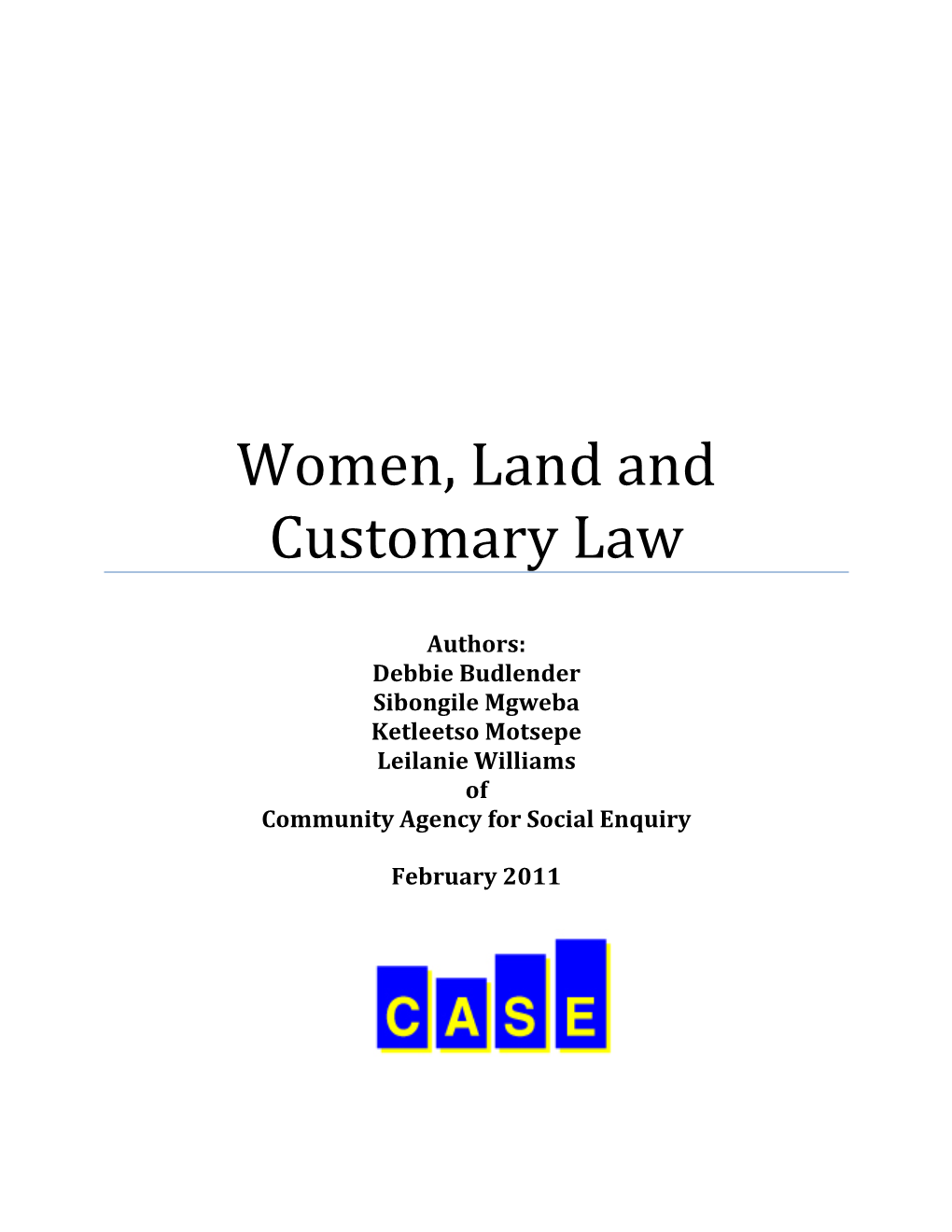Women, Land and Customary Law