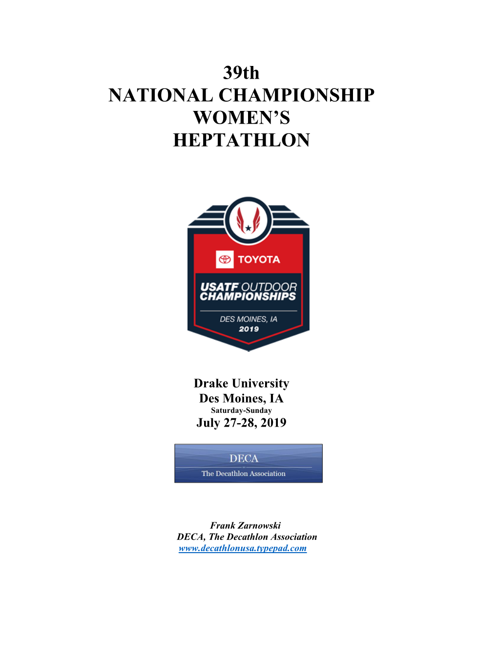 39Th NATIONAL CHAMPIONSHIP WOMEN's HEPTATHLON