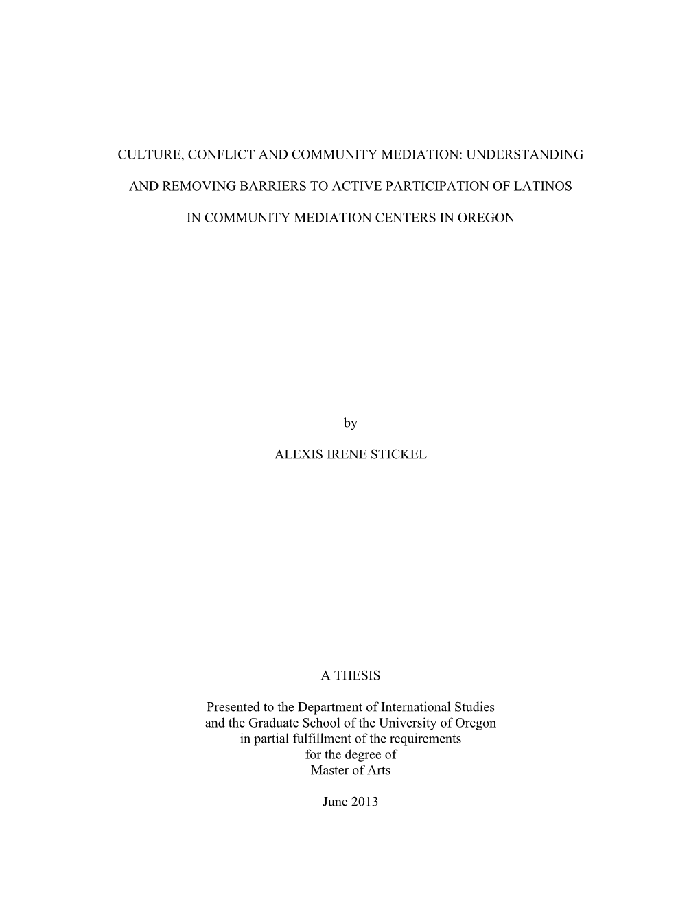 Culture, Conflict and Community Mediation: Understanding