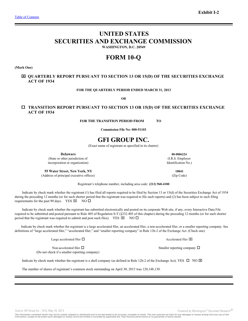 Form 10-Q Gfi Group Inc