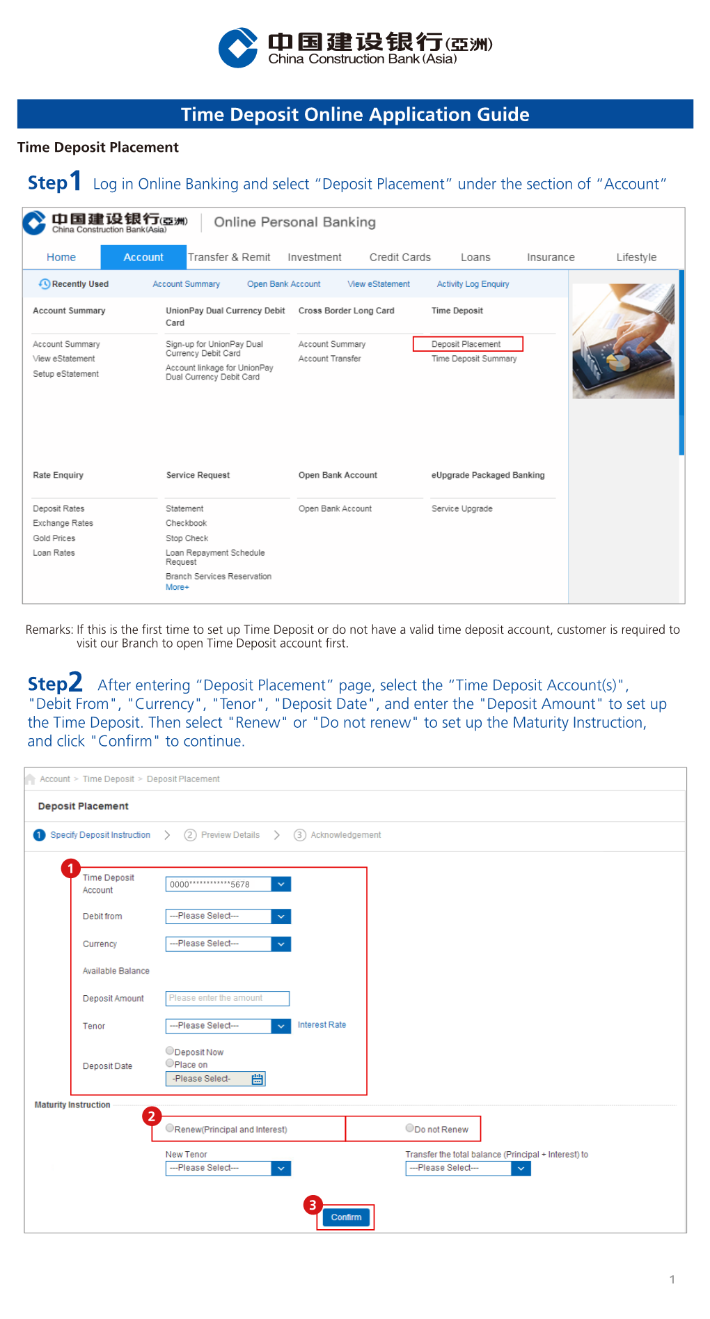 Time Deposit Online Application Guide