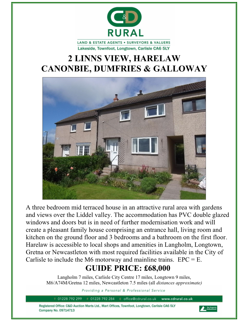 2 Linns View, Harelaw Canonbie, Dumfries & Galloway