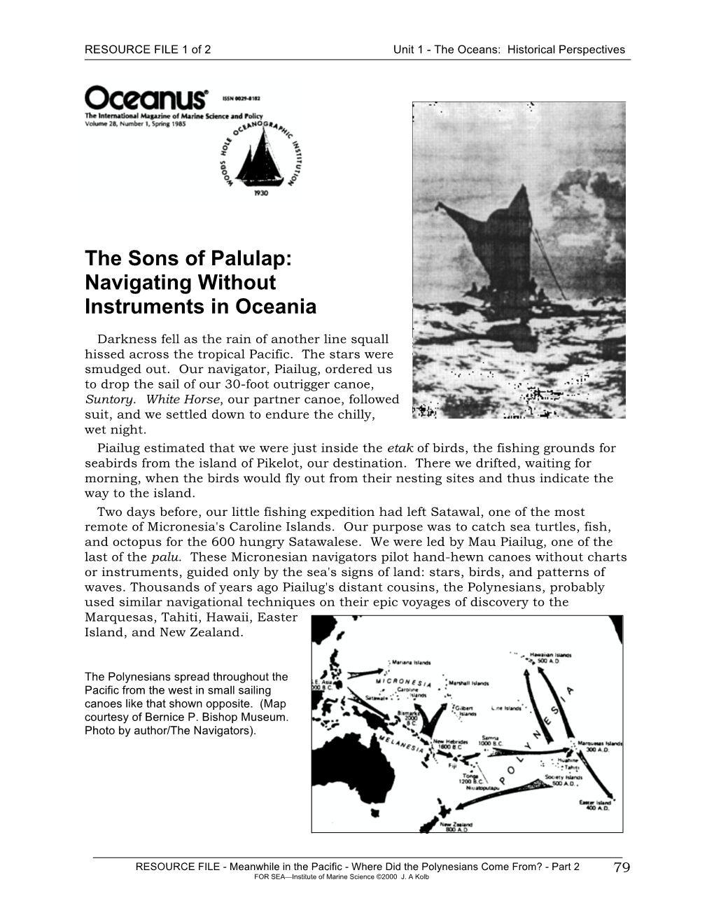 The Sons of Palulap: Navigating Without Instruments in Oceania