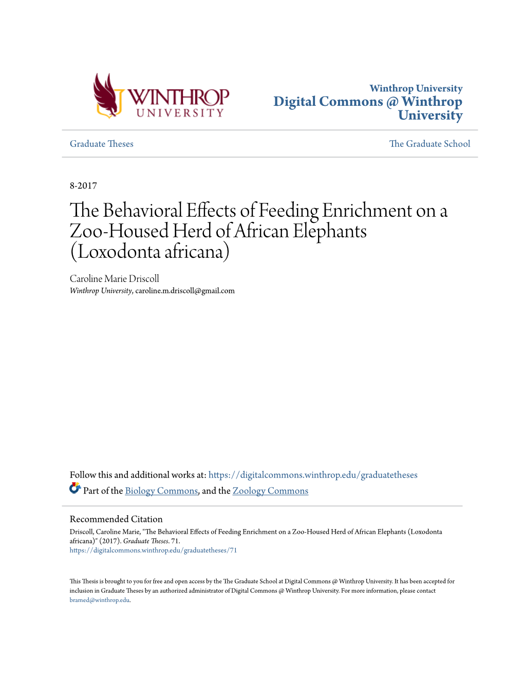 The Behavioral Effects of Feeding Enrichment on a Zoo-Housed Herd of African Elephants (Loxodonta Africana)