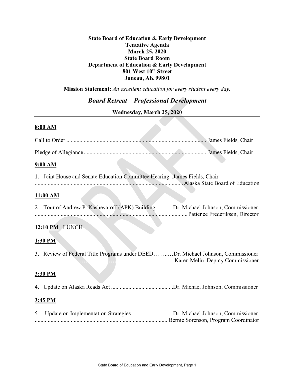 State Board of Education and Early Development March Packet