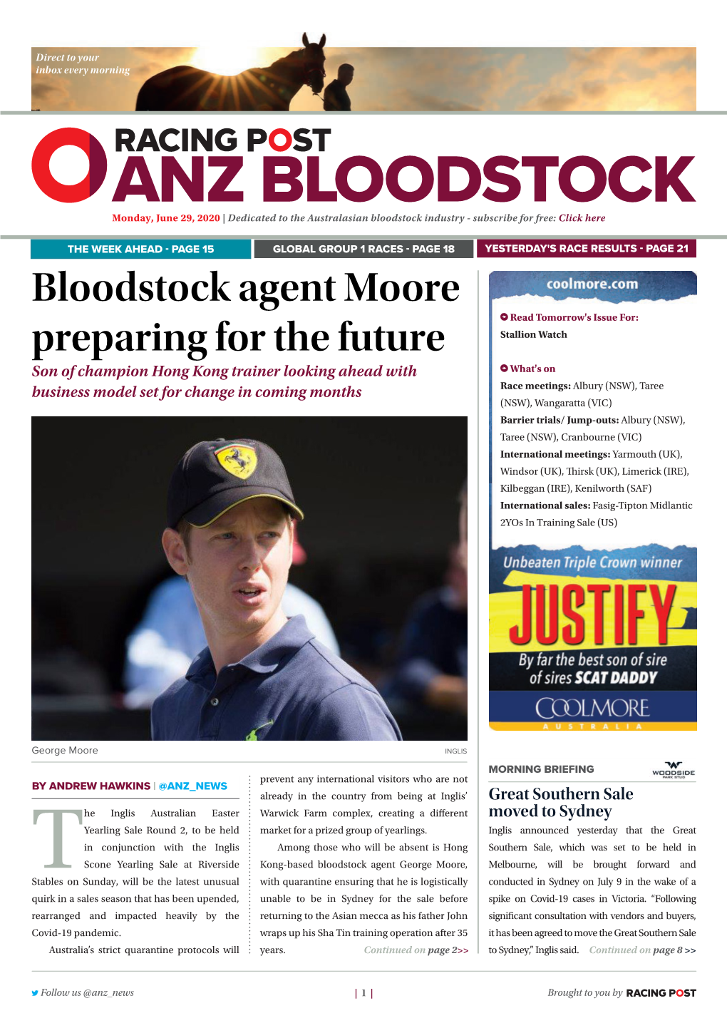 Bloodstock Agent Moore Preparing for the Future | 2 | Monday, June 29, 2020
