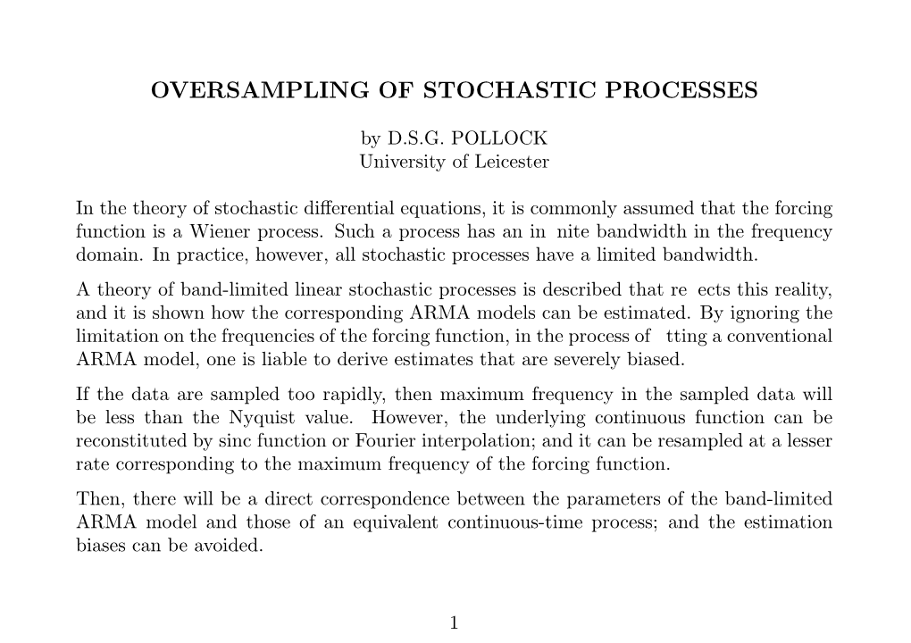 Oversampling of Stochastic Processes