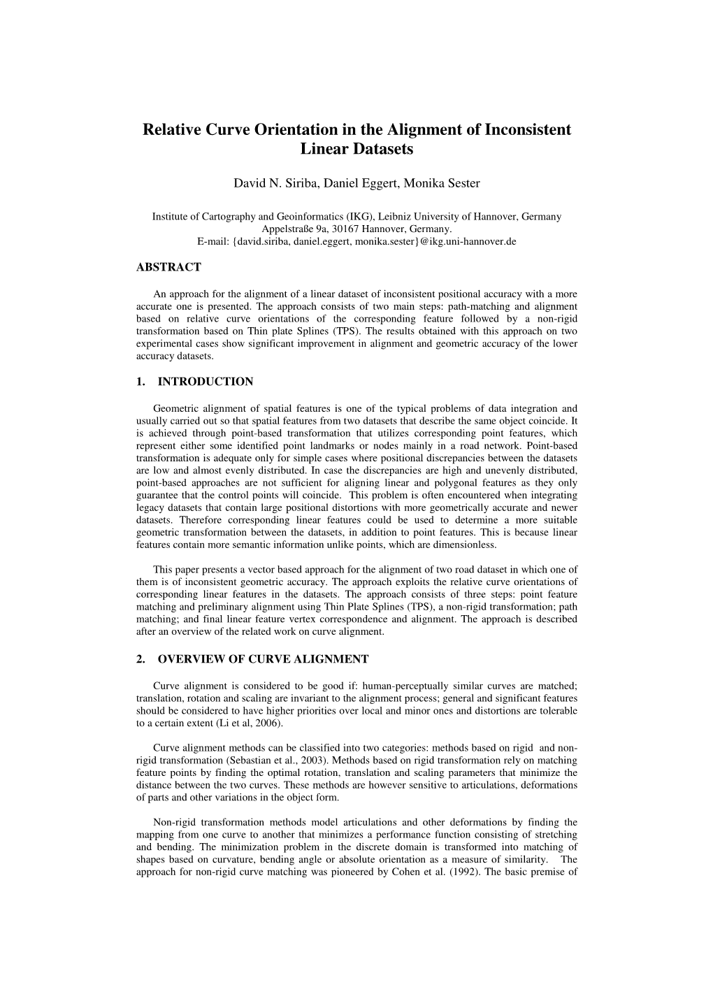 Relative Curve Orientation in the Alignment of Inconsistent Linear Datasets