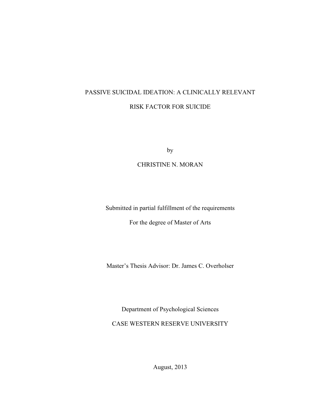 Passive Suicidal Ideation: a Clinically Relevant