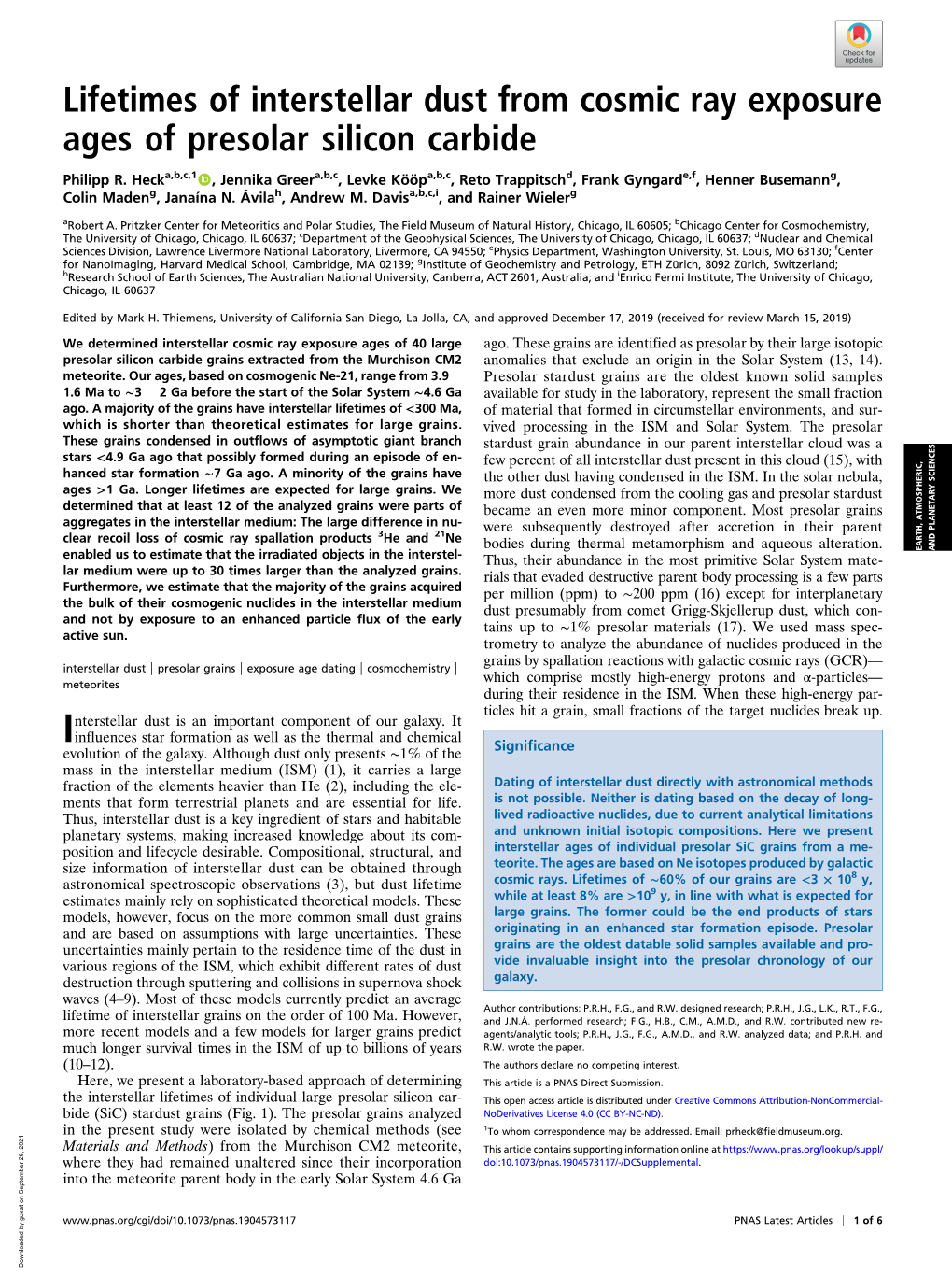 Lifetimes of Interstellar Dust from Cosmic Ray Exposure Ages of Presolar Silicon Carbide