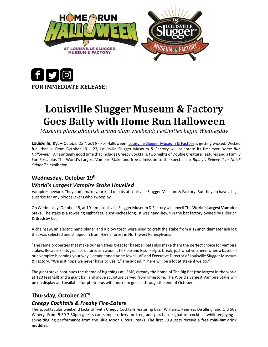 Louisville Slugger Museum & Factory Goes Batty with Home Run