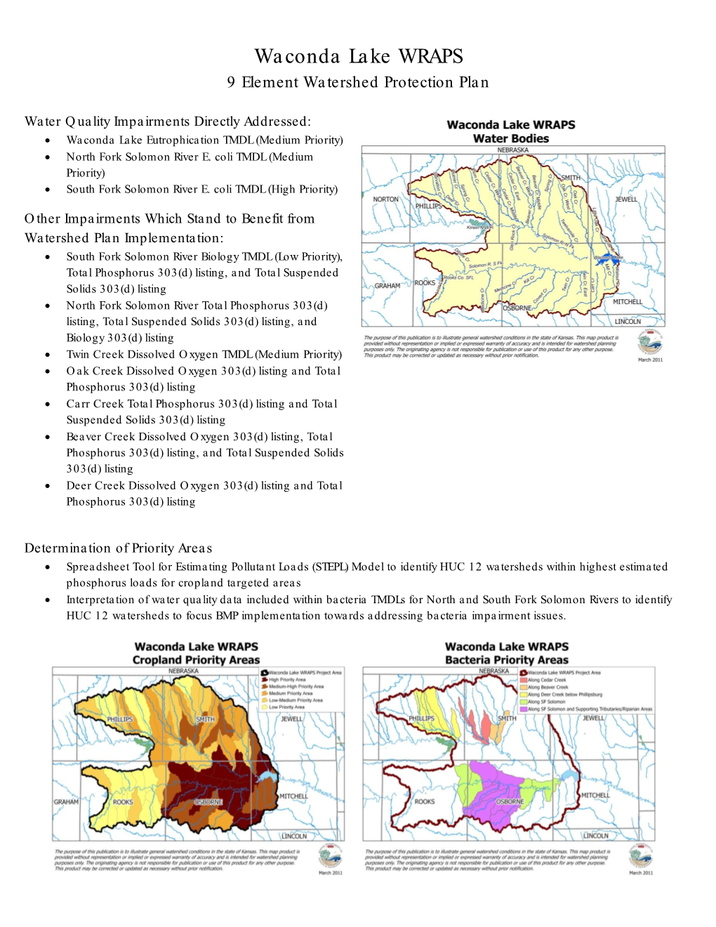 Waconda Lake WRAPS 9 Element Watershed Protection Plan