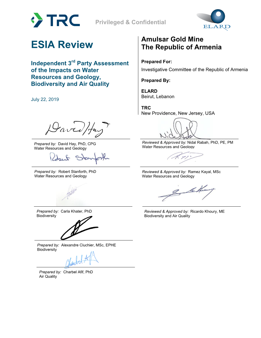 ESIA Review the Republic of Armenia