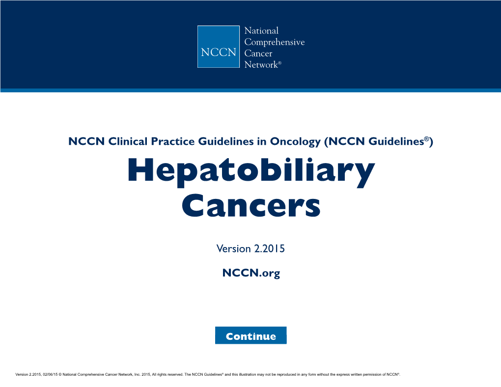 (NCCN Guidelines®) Hepatobiliary Cancers
