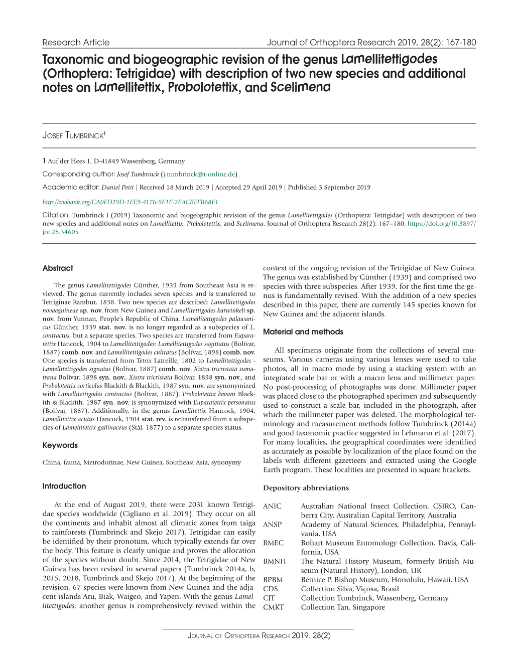 Orthoptera: Tetrigidae) with Description of Two New Species and Additional Notes on Lamellitettix, Probolotettix, and Scelimena