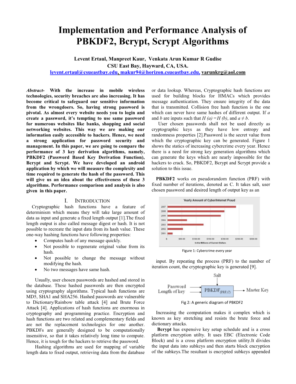 Implementation and Performance Analysis of PBKDF2, Bcrypt, Scrypt Algorithms