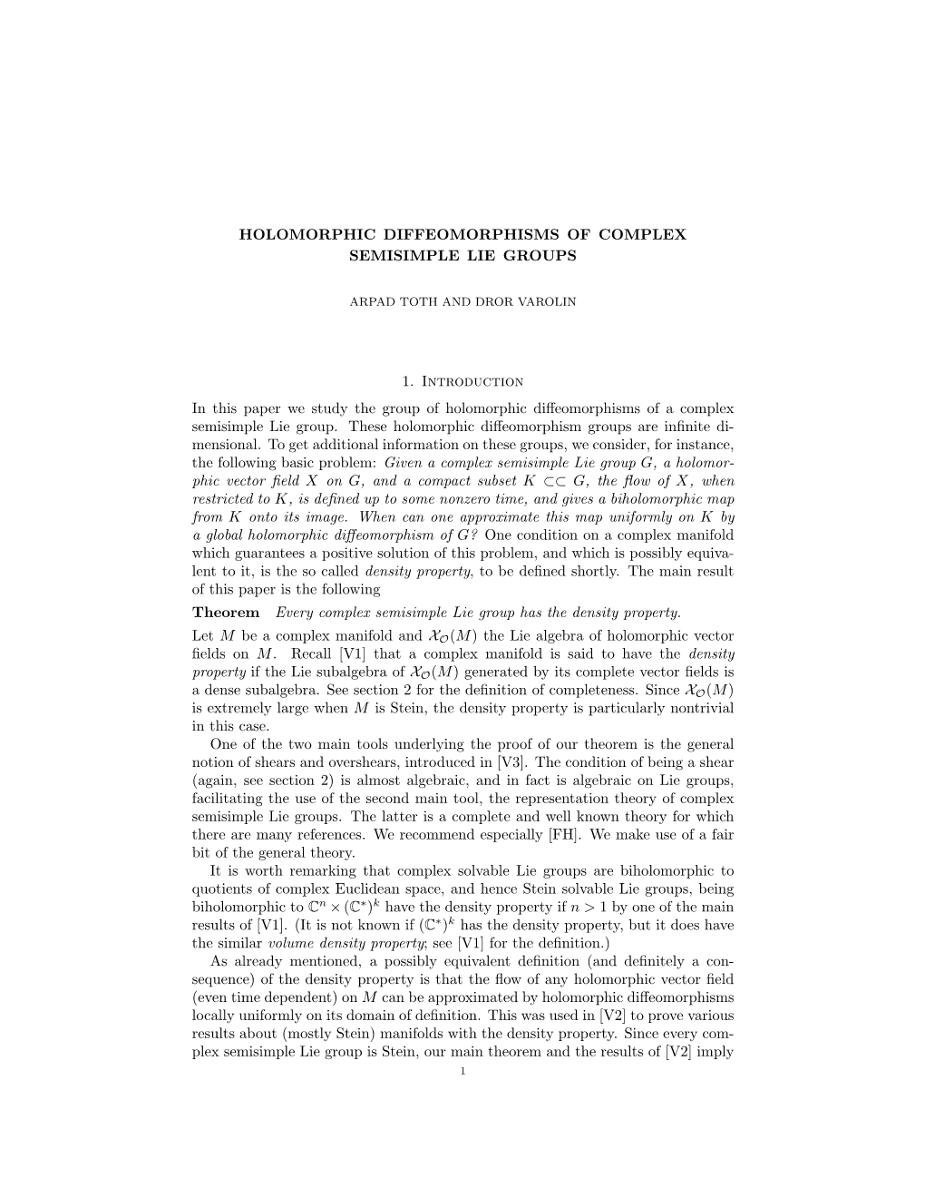 Holomorphic Diffeomorphisms of Complex Semisimple Lie Groups