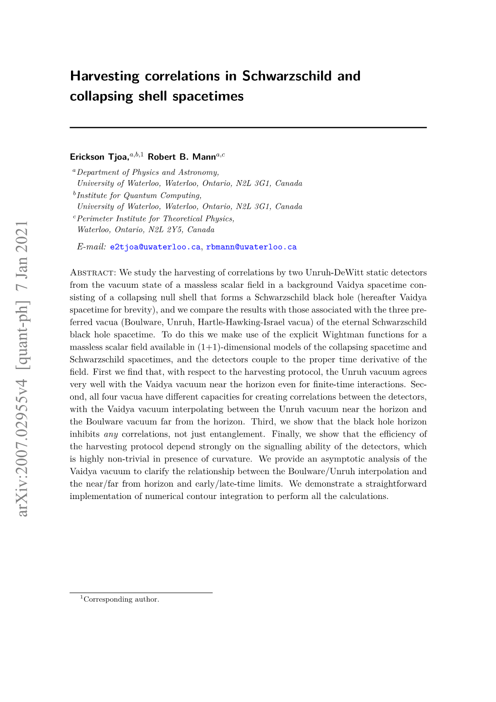 Arxiv:2007.02955V4 [Quant-Ph] 7 Jan 2021