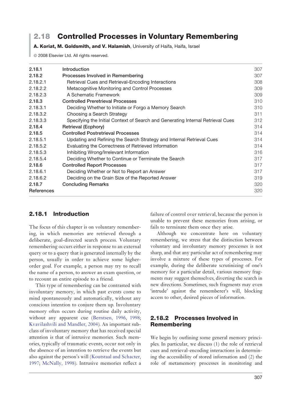 2.18 Controlled Processes in Voluntary Remembering A