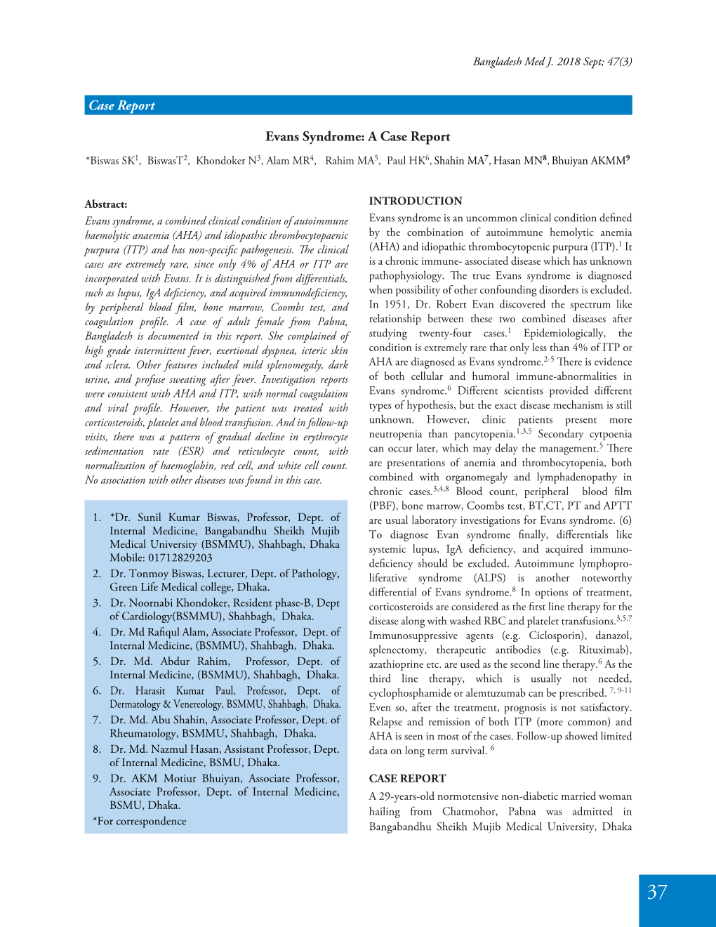 Case Report Evans Syndrome