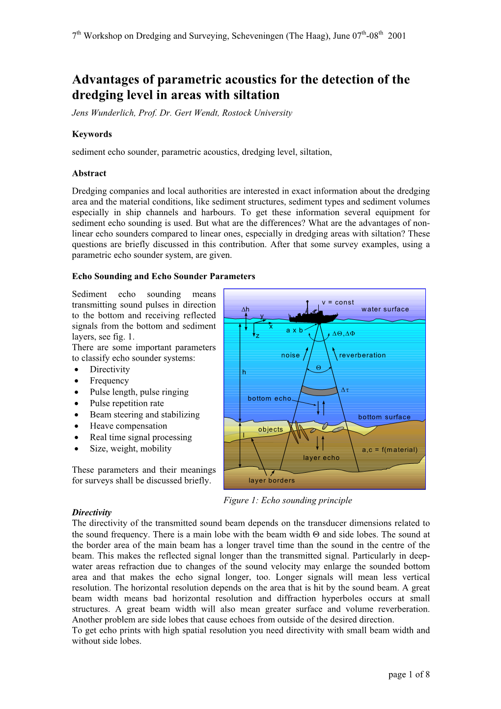 Advantages of Parametric Acoustics for the Detection of the Dredging Level in Areas with Siltation Jens Wunderlich, Prof