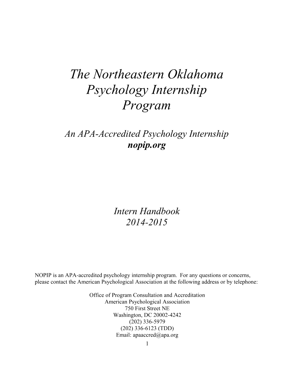An APA-Accredited Psychology Internship