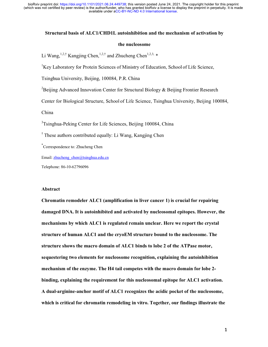 Structural Basis of ALC1/CHD1L Autoinhibition and the Mechanism of Activation By