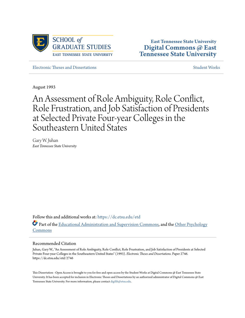 An Assessment of Role Ambiguity, Role Conflict, Role Frustration, And