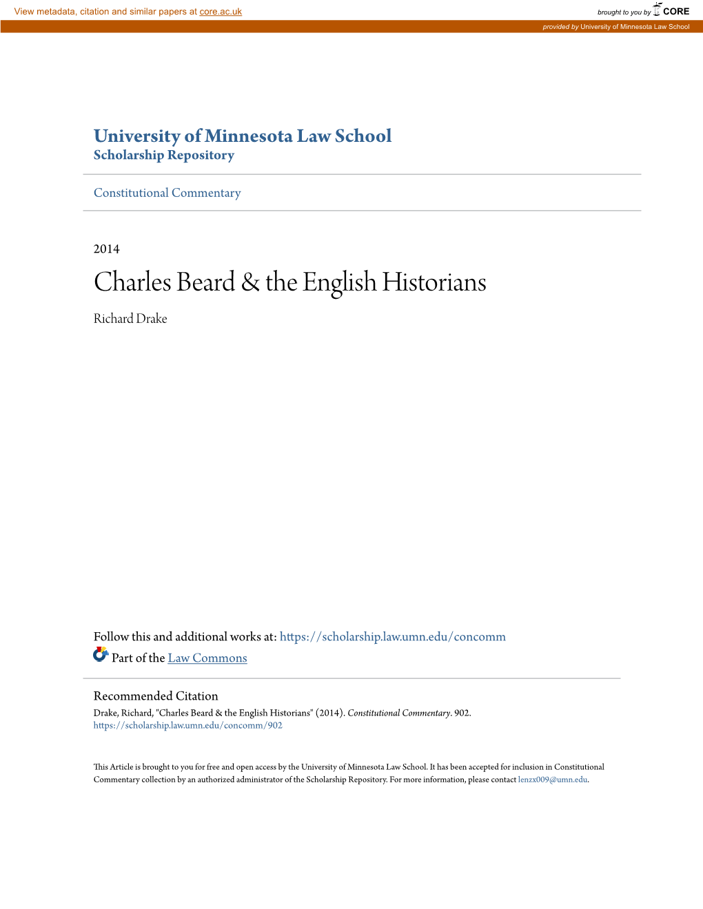 Charles Beard & the English Historians