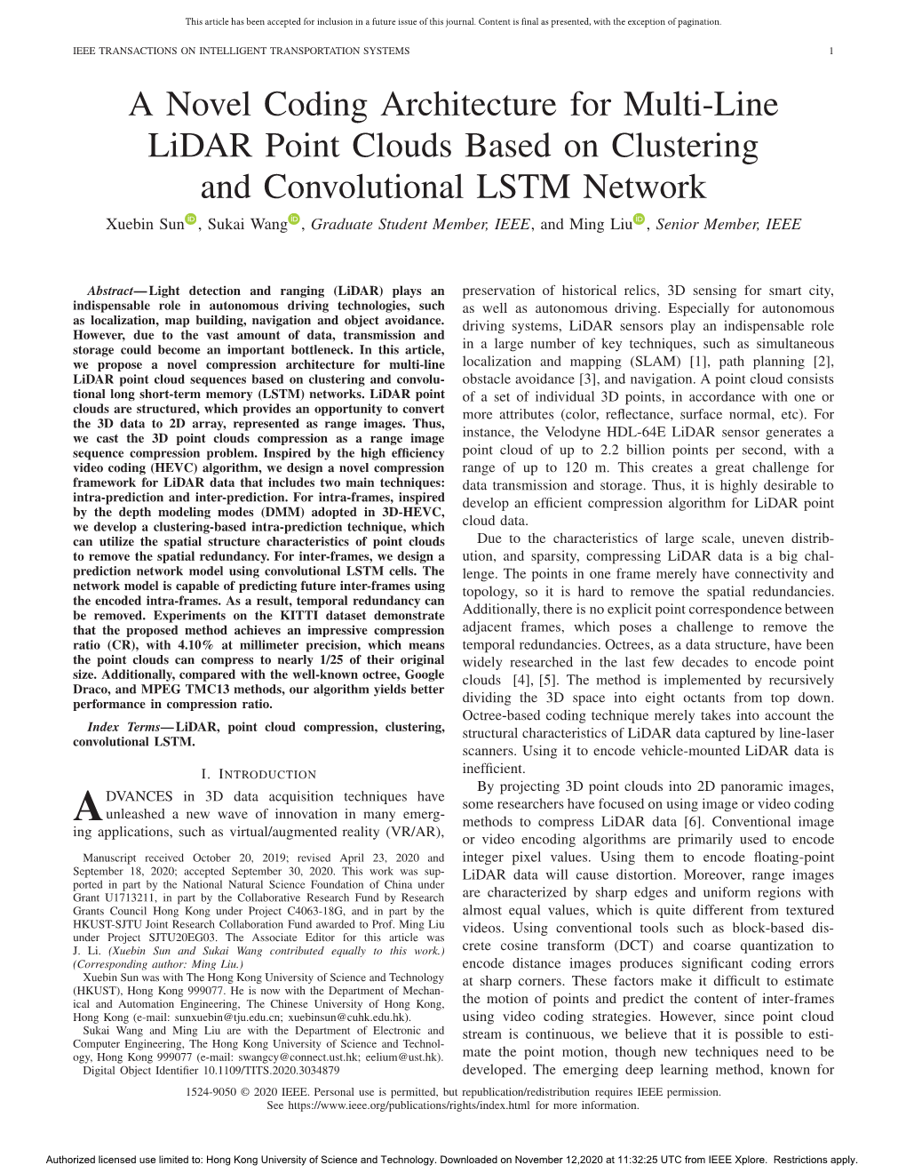 A Novel Coding Architecture for Multi-Line Lidar Point Clouds