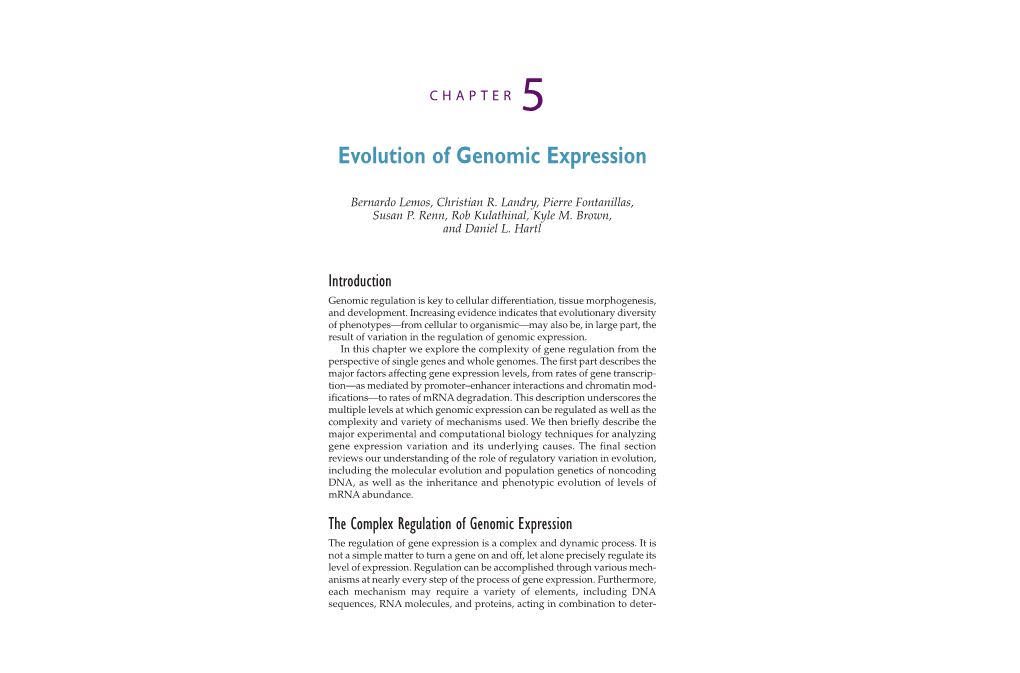 Evolution of Genomic Expression