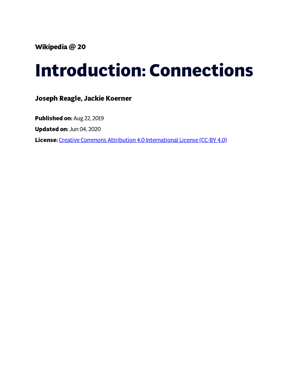 Introduction: Connections