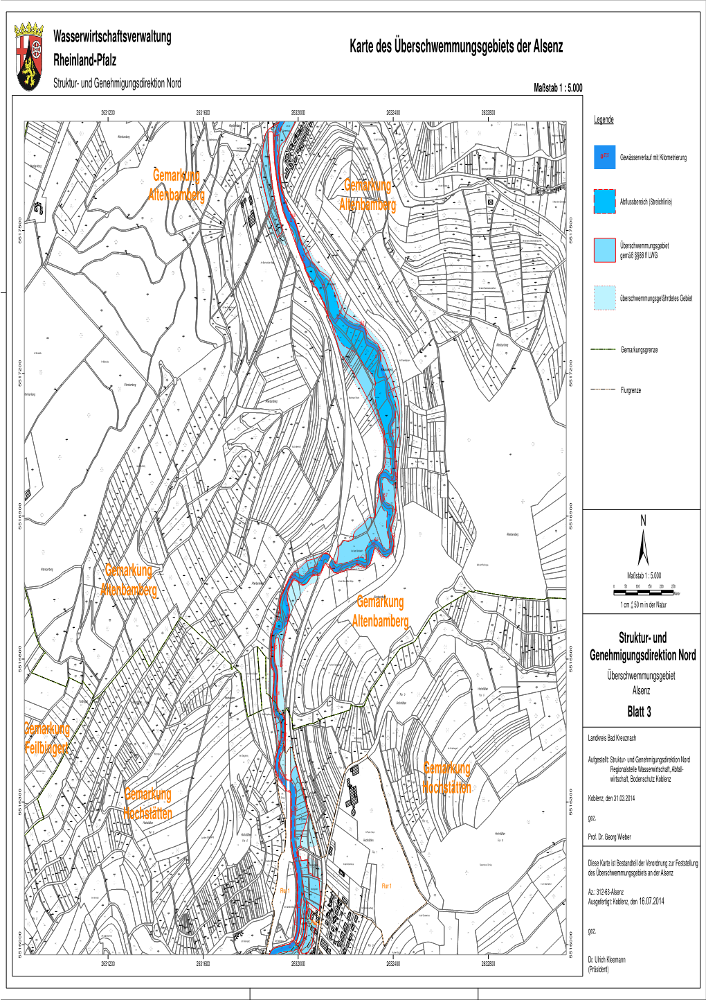 Karte Des Überschwemmungsgebiets Der Alsenz Rheinland-Pfalz