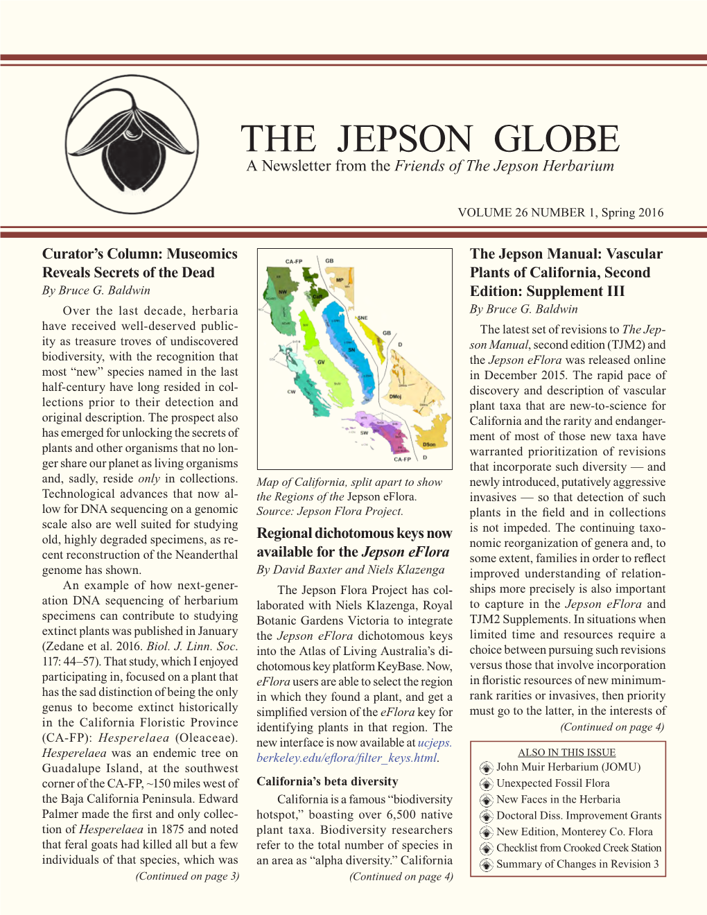 THE JEPSON GLOBE a Newsletter from the Friends of the Jepson Herbarium