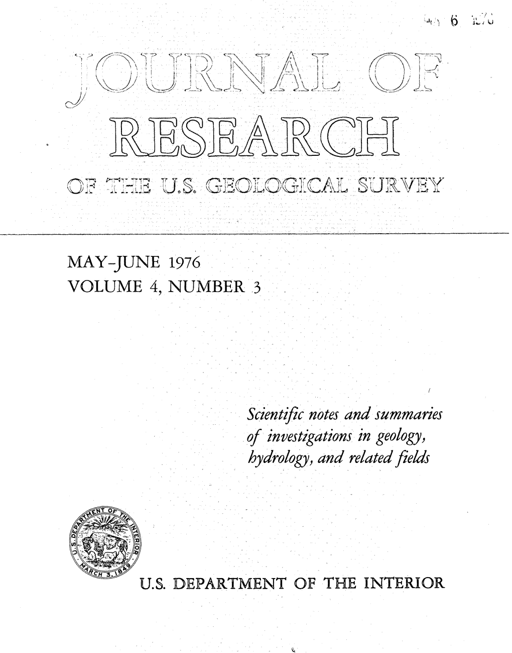 MAY^JUNE 1976 VOLUME 4, NUMBER 3 Scientific Notes And