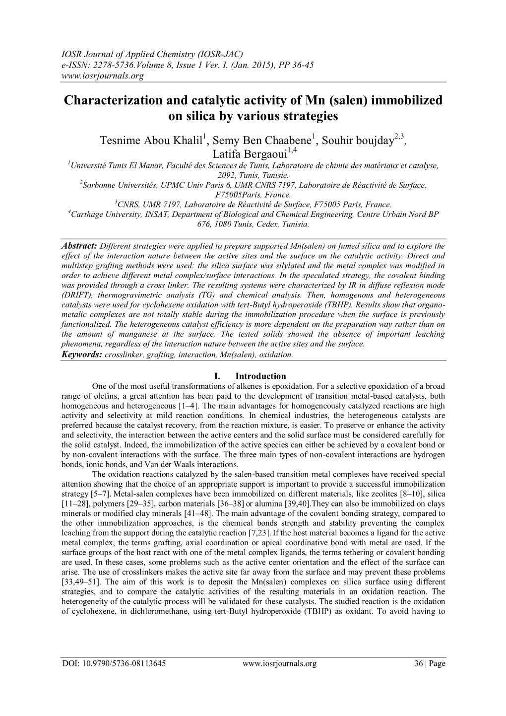 Characterization and Catalytic Activity of Mn(Salen)