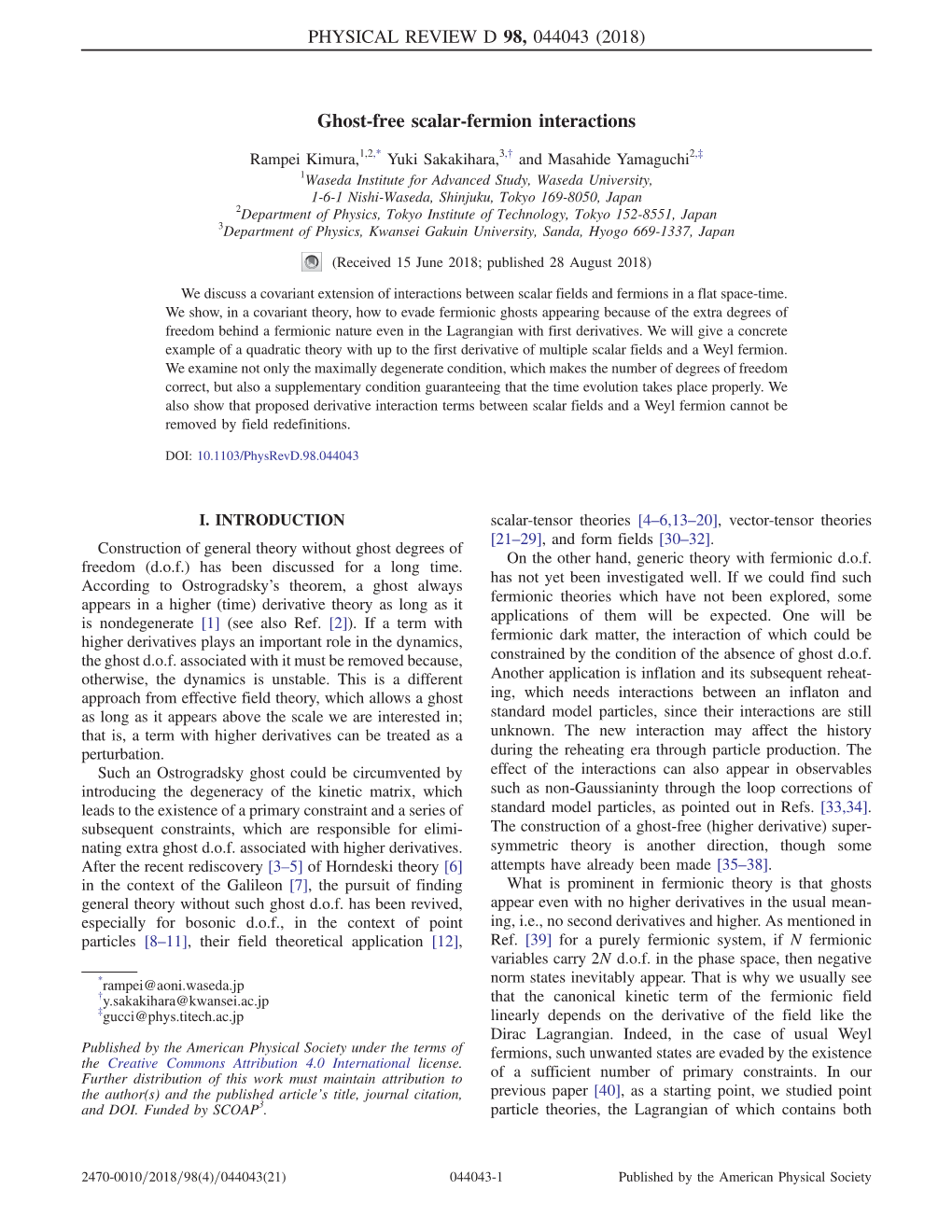 Ghost-Free Scalar-Fermion Interactions