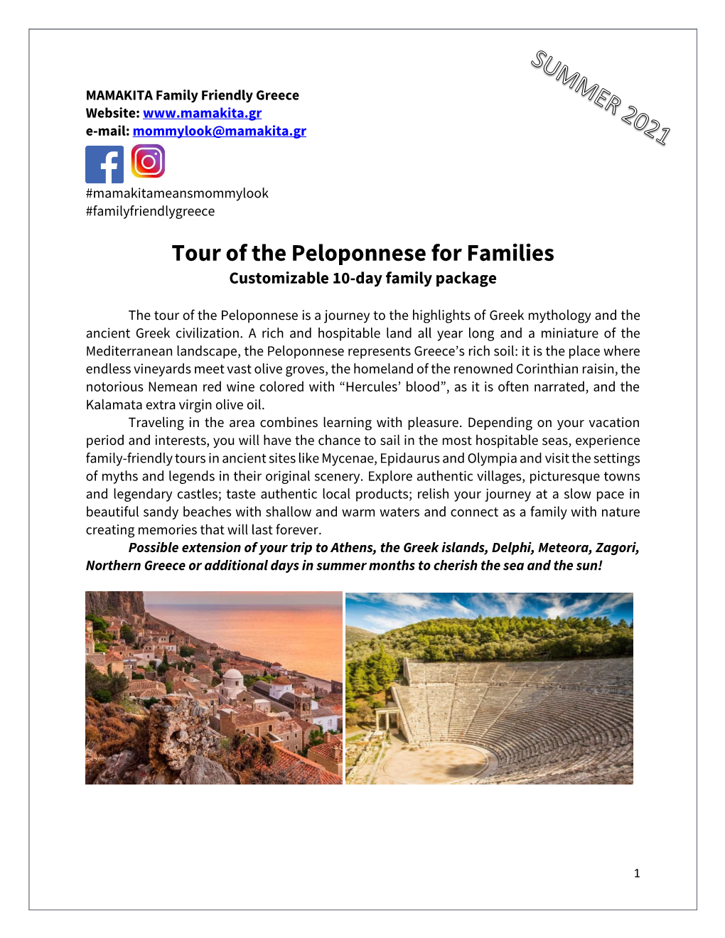 Tour of the Peloponnese for Families Customizable 10-Day Family Package