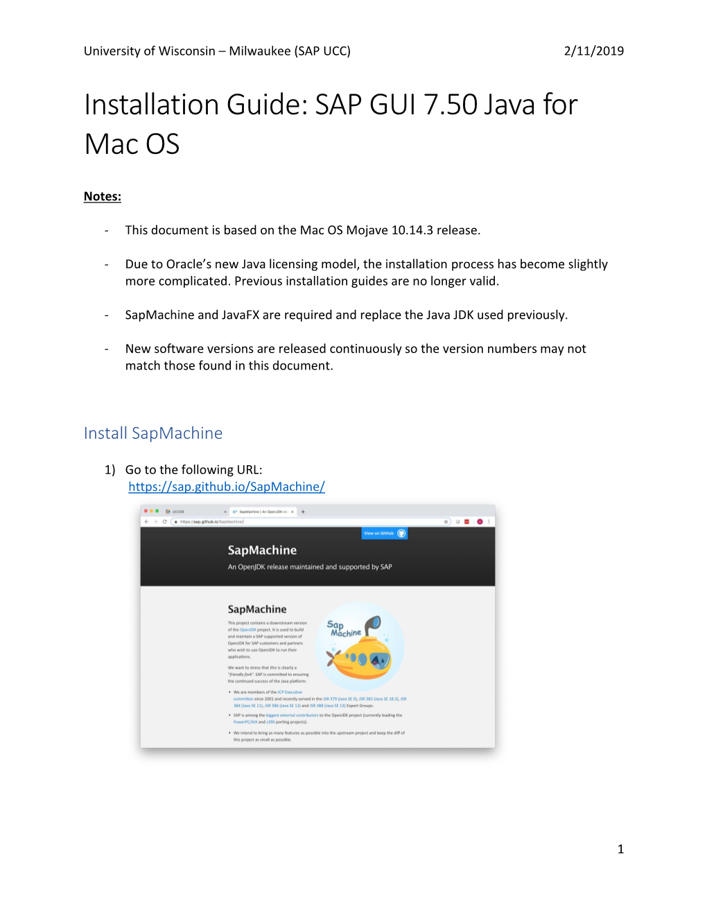 Installation Guide: SAP GUI 7.50 Java for Mac OS