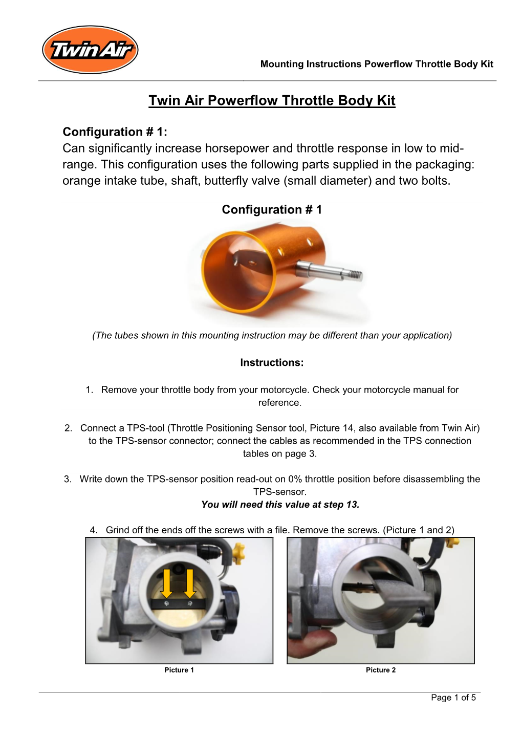 Twin Air Powerflow Throttle Body Kit