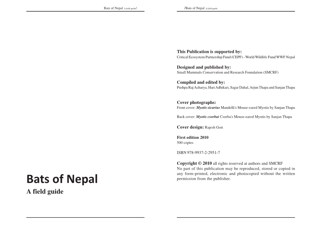 Bats of Nepal a Field Guide/ /Bats of Nepal a Field Guide