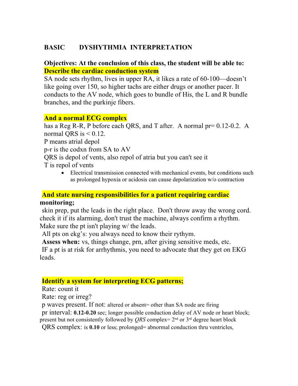 Basic Dyshythmia Interpretation