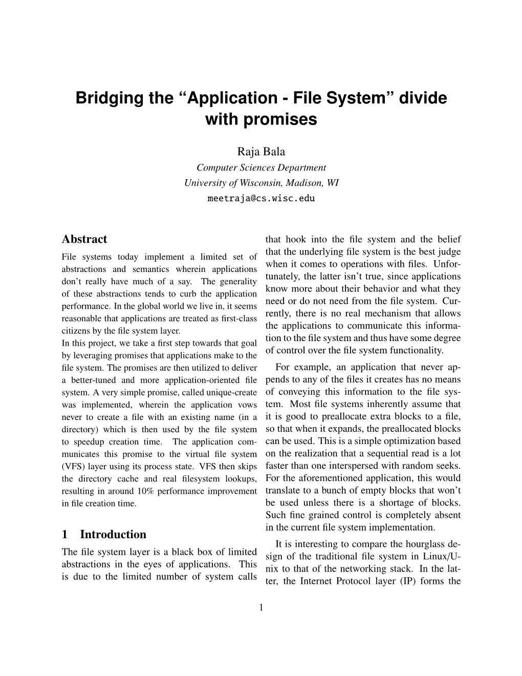 “Application - File System” Divide with Promises