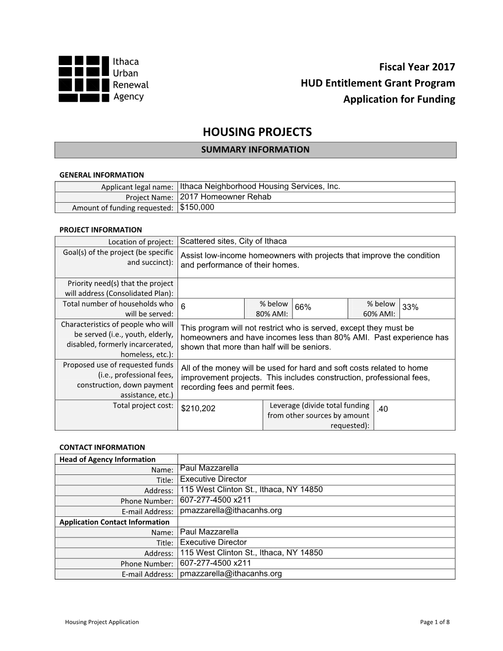 Housing Projects Summary Information